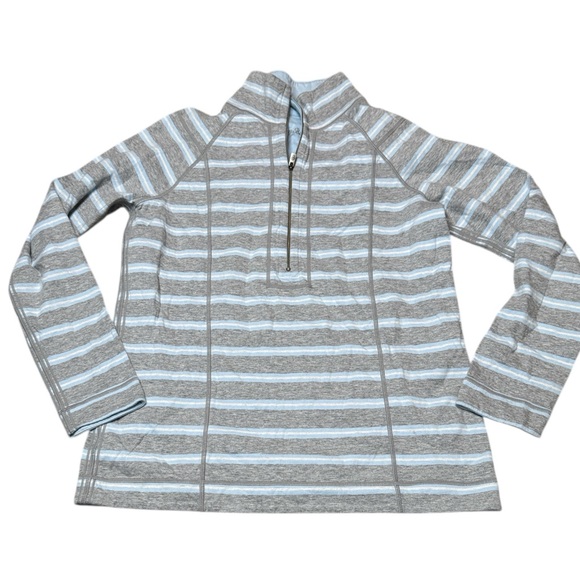 Tommy Bahama | Pullover 1/4 Zip Striped Ling Sleeve Top in Gray Blue M Medium - Picture 2 of 11